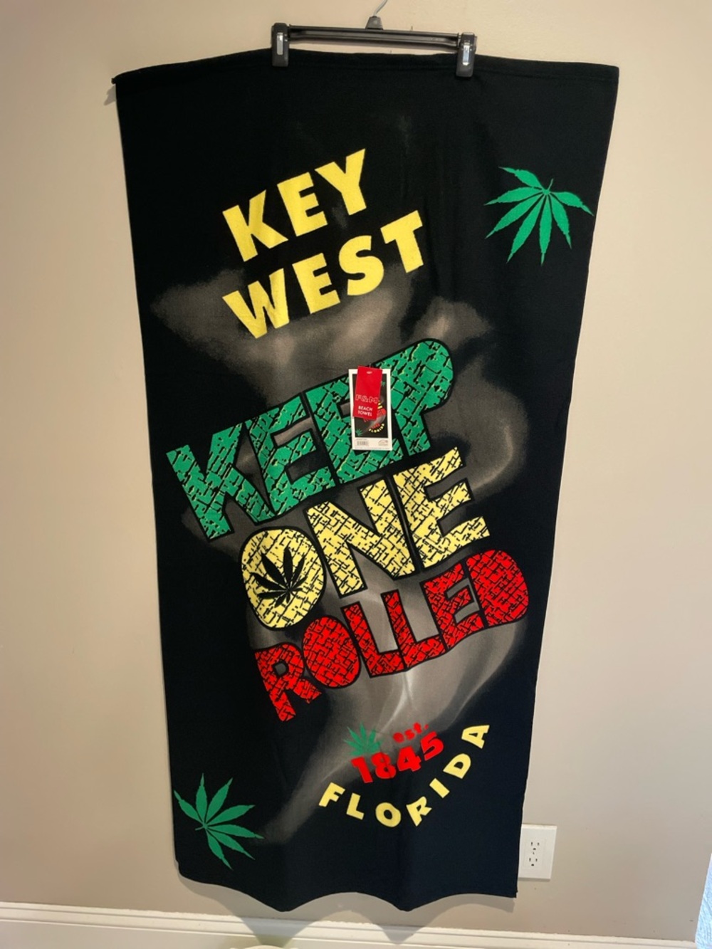 Key West Keep One Rolled Terry Beach Towel. Florida. 75 X 150 CM.